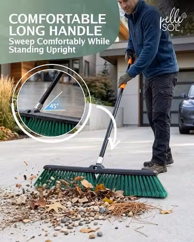Pelle & Sol Heavy Duty Outdoor Garden Broom in Green, W: 45 cm, H: 140 cm – 4