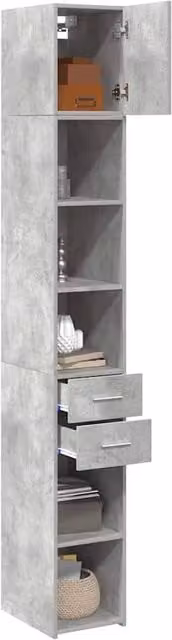 Berkfield Home Slim Storage Cabinet in Concrete Grey, W/D/H: 30 x 42.5 x 225 cm – 1