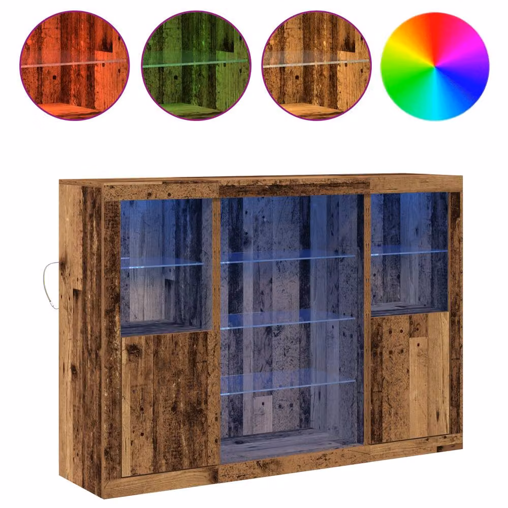 Berkfield Home Rustic Brown Engineered Wood Sideboard with Integrated LED Lights, W: 142.5 cm, D: 37 cm, H: 100 cm – 3