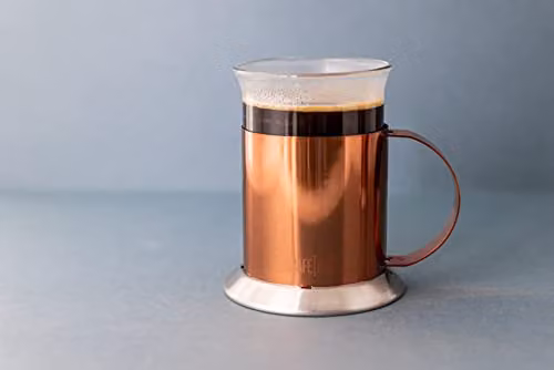 La Cafetiere Set of 2 Stainless Steel and Glass Mugs in Copper and Bronze Finish – 2