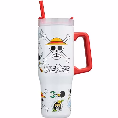 Get Trend One Piece Insulated Stainless Steel Tumbler with Straw and Handle, 920ml, Multicolour and White – 1