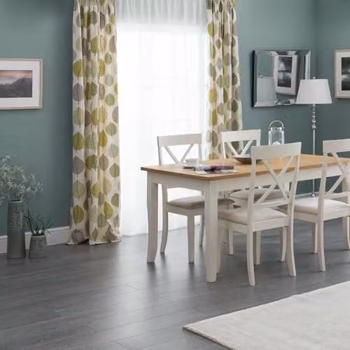 Julian Bowen Davenport Rectangular Extending Dining Table in White and Oak, H75 x W190 x D90 cm – 2