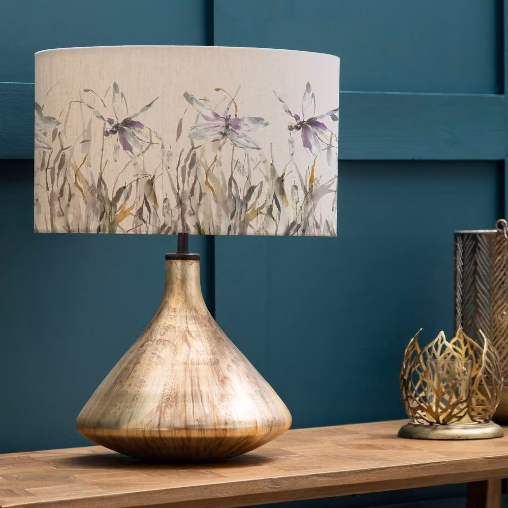 Voyage Maison Luna Table Lamp with Nightingale Eva Fabric Lampshade in Gold and Purple – 2