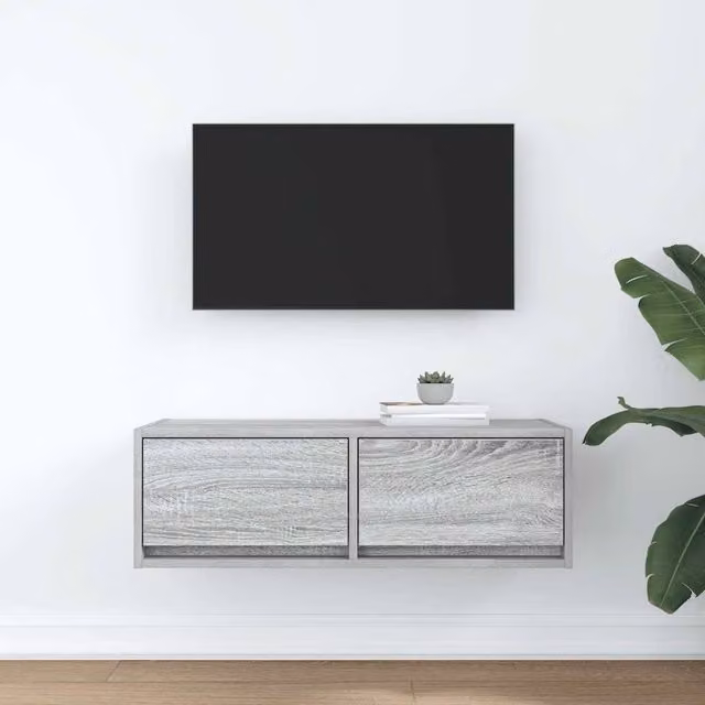 Berkfield Home Modern Grey Sonoma TV Cabinet, W: 80 cm, D: 31 cm, H: 25.5 cm
