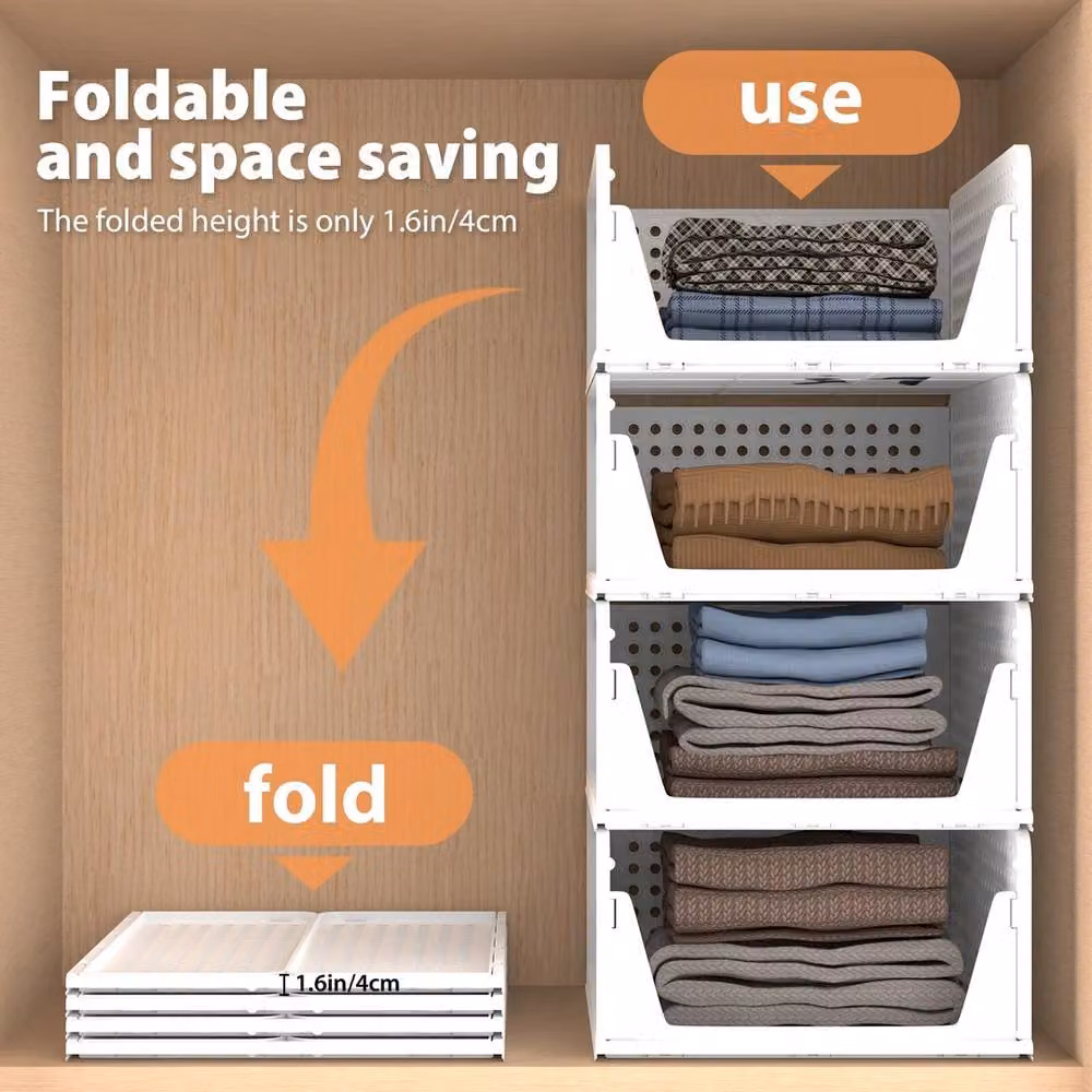VOGREX Stackable and Foldable Clothes Drawer Storage Organiser in White – 3