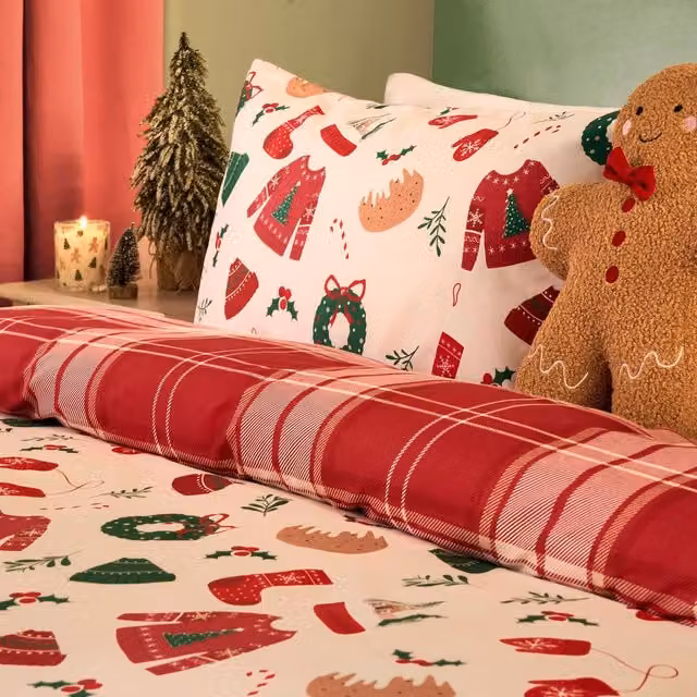OHS Christmas Gaming Microfibre Duvet Cover and Pillowcase Set, Multicolour, W: 200 cm, H: 220 cm
