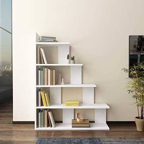 Decorotika Echo 5-Tier Ladder Style Accent Bookcase, White – 2