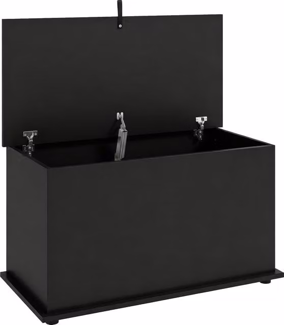 HOMCOM Black Storage Chest and Shoe Bench with Safety Hinged Lid, W: 80 cm, D: 40 cm, H: 45 cm – 1