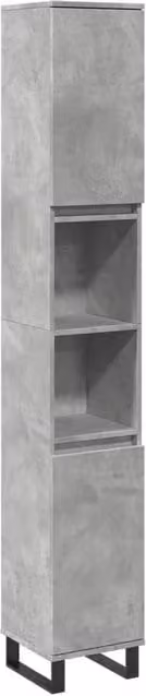 Berkfield Home Industrial Grey Bathroom Cabinet with Hinged Doors and Open Shelf, W/D/H: 30 x 30 x 190 cm – 1