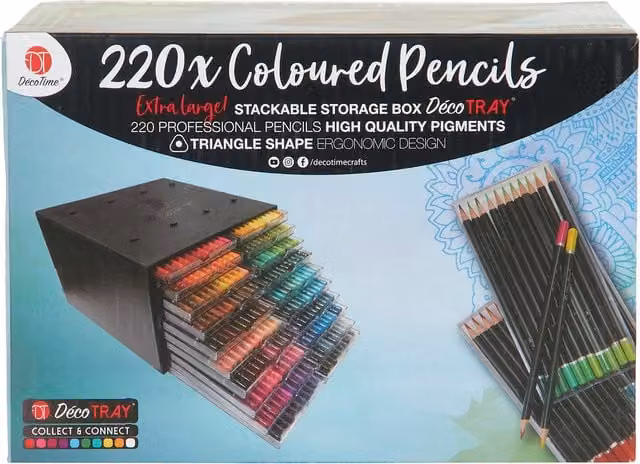 Deco Time 220 Artist Colouring Pencils in Multicolour DecoTray