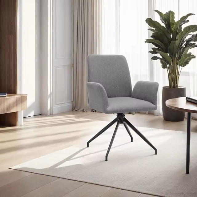 TECTAKE Daya Upholstered Swivel Task Chair in Anthracite Grey, W/D/H: 55.5 x 58 x 87 cm