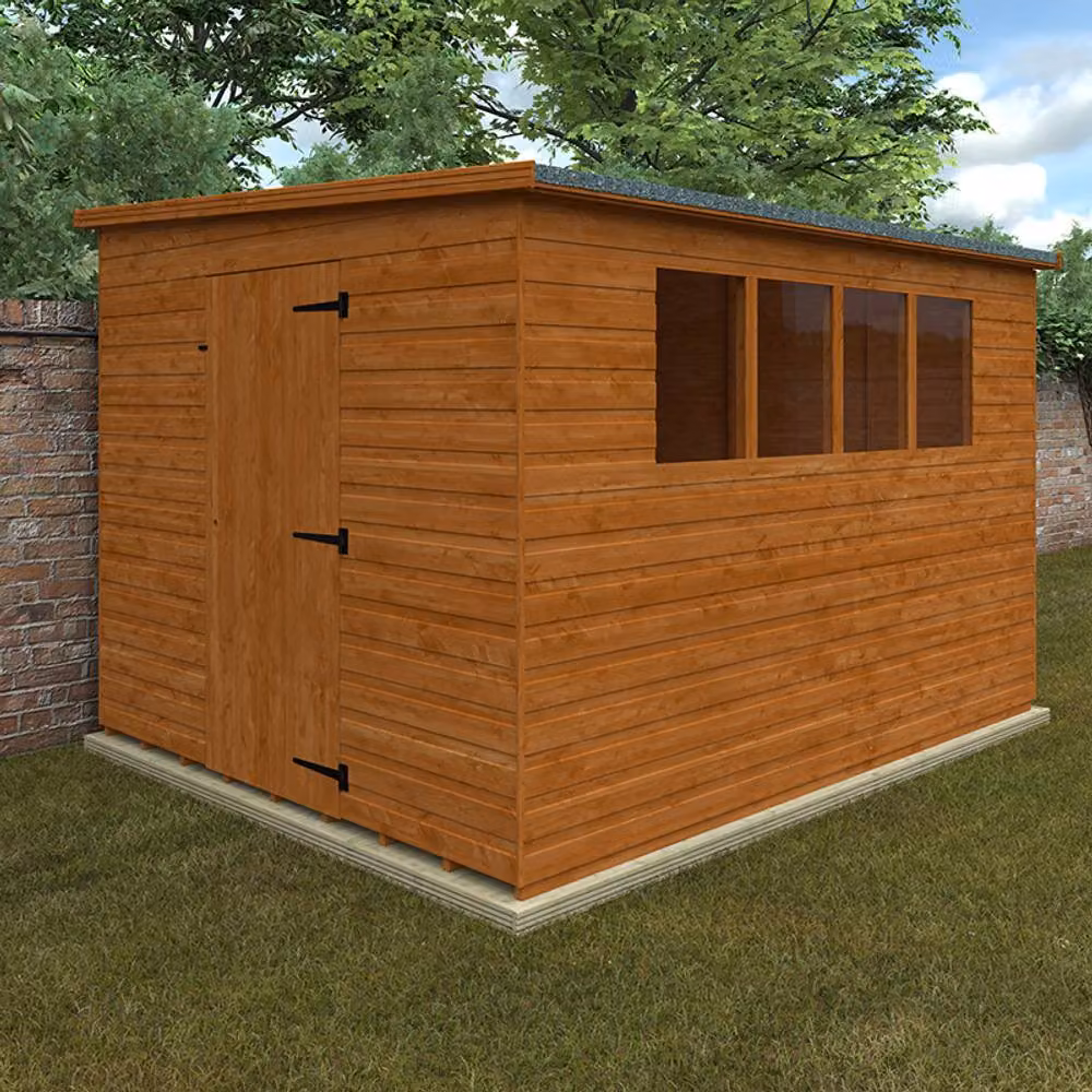 Buttercup Farm 12mm Lean-To Pent Wooden Shed in Orange and Grey, W: 304.8 cm, D: 204.1 cm, H: 235.0 cm – 2