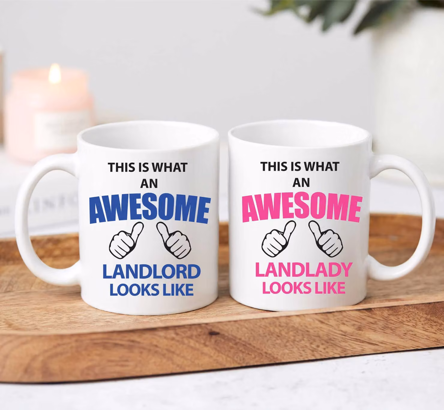 60 Second Makeover Limited Landlord and Landlady Ceramic Mug Set, White