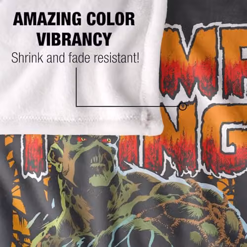 Warner Bros. LOGOVISION Justice League Swamp Thing Super Soft Silky Touch Fleece Throw Blanket, Multicolour, W: 91.44 cm x D: 91.44 cm – 3