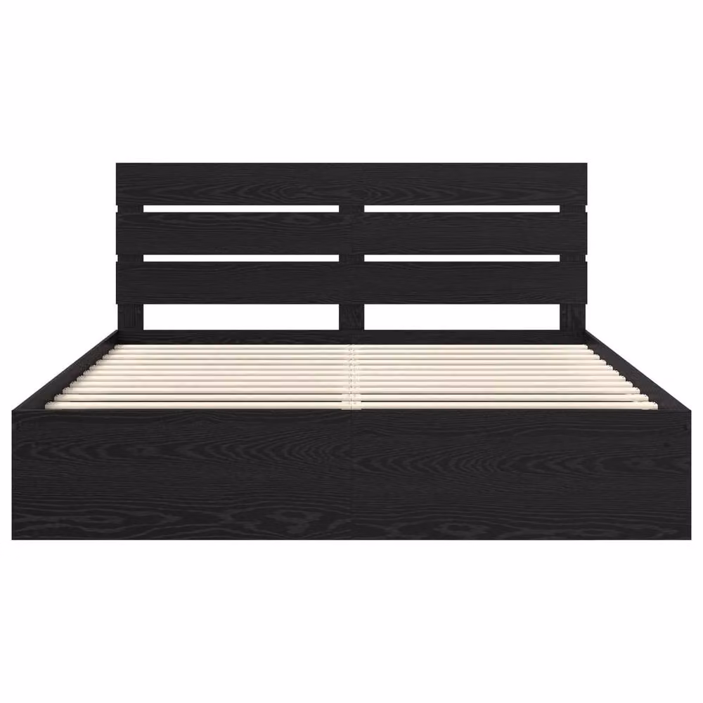 Berkfield Home Modern Bed Frame with Headboard in Black Solid Pine Wood, 200 x 200 cm – 4
