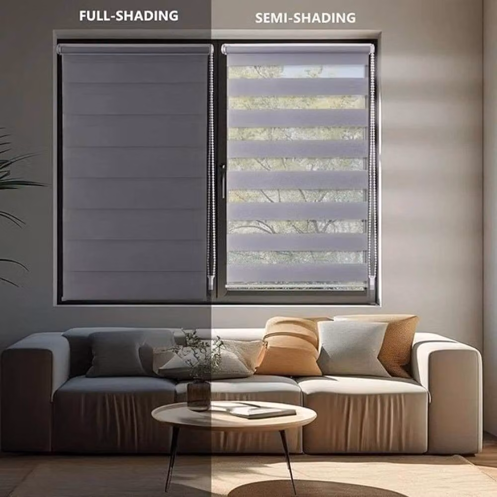 PAWNORA Zebra Day and Night Roller Blind in Grey, Width: 60 cm – 3