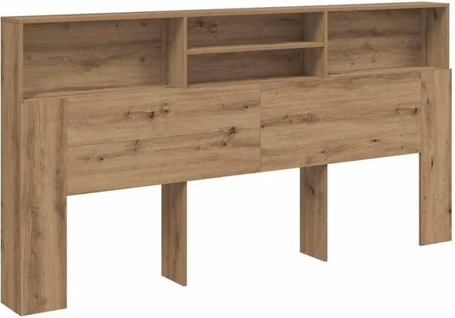 Berkfield Home Artisan Oak Headboard Cabinet in Brown, W: 200 cm, D: 19 cm, H: 103.5 cm