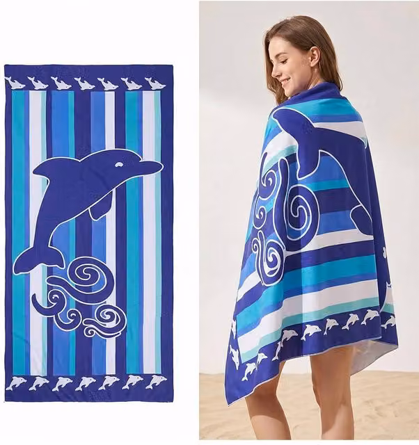 Living and Home Lightweight Large Microfibre Beach Towel in Blue
