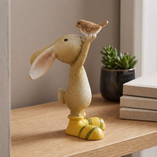 Garden Greatness Spring Rabbit Holding Bird Multicolour Tabletop Ornament