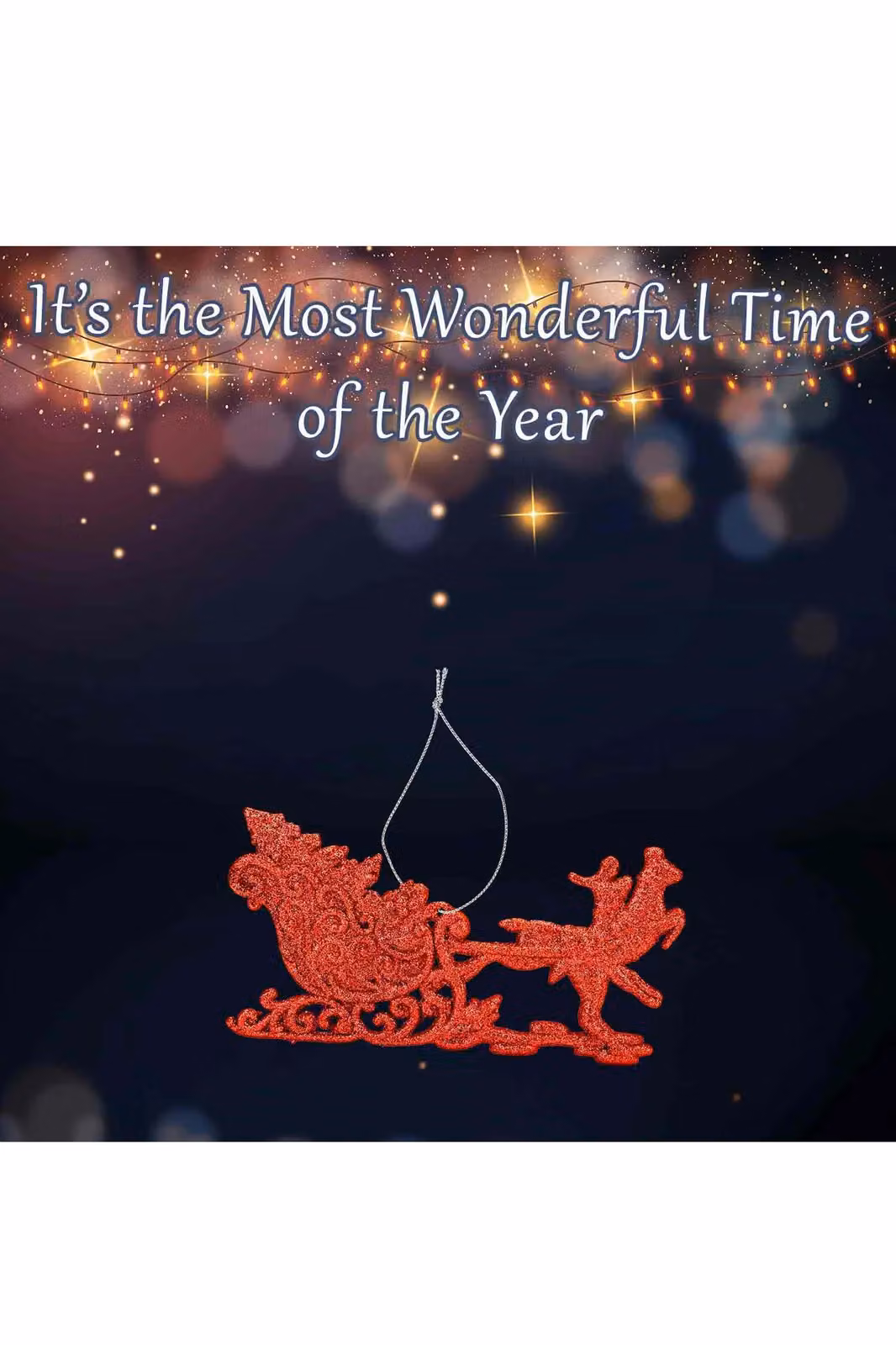VFM e-Store Red Hanging Reindeer and Sleigh Christmas Tree Ornament, W/D/H: 15.5 x 14.5 x 0.3 cm – 2