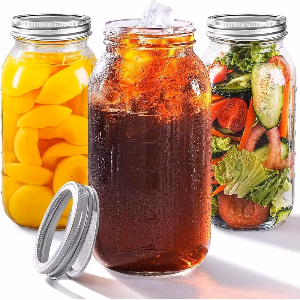 ATEK 6 Pack Clear Glass Clip Top Pickling Jars with Airtight Lids, 2 l each – 2