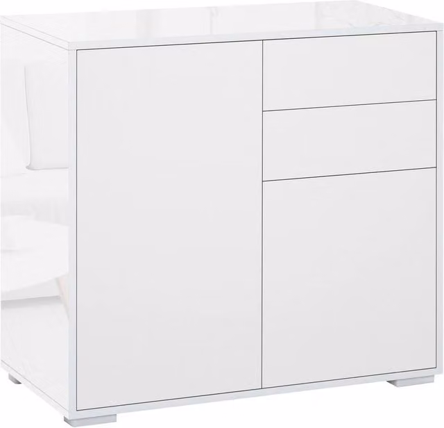 ERGOVEXA High Gloss White Wall Mounted Sideboard with 2 Drawers and Push-Open Design
