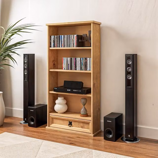 Mews Corona DVD Bookcase in Brown Waxed Rustic Pine