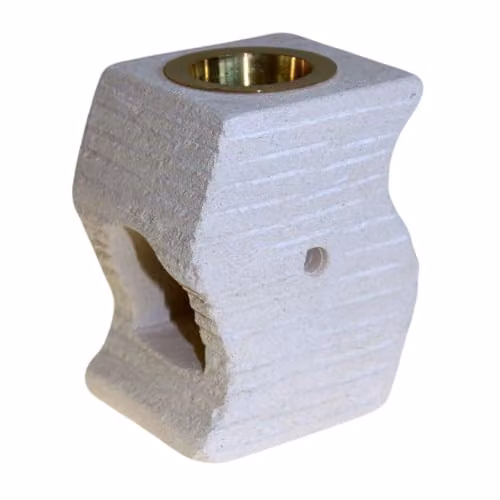 KDMD Stepped Wave Stone Oil Burner in White and Sand
