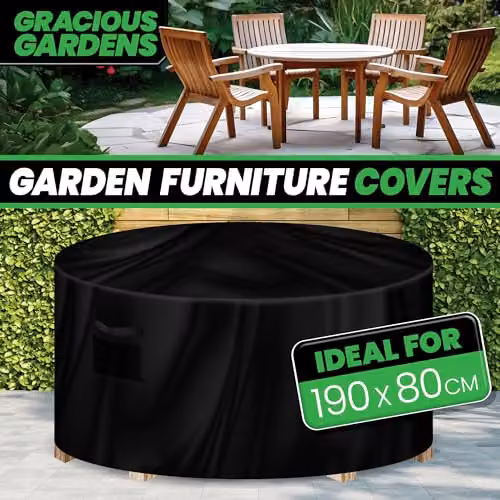 Gracious Gardens Waterproof Round Outdoor Patio Garden Furniture Cover in Black, W/D/H: 190 x 80 x 80 cm – 2