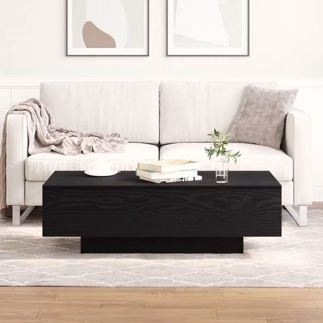 Berkfield Home Modern Black Oak Coffee Table, W/D/H: 100 x 30 x 36.5 cm
