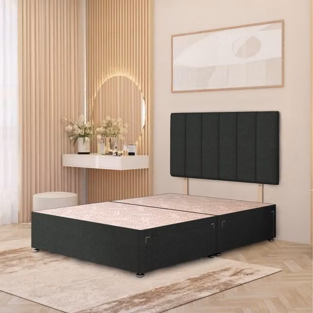 Somnior Beds Ltd Upholstered Linen Fabric Divan Bed Base with Drawers in Anthracite Grey, W: 180 cm, D: 200 cm