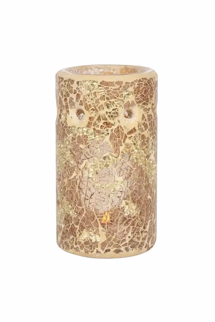 KDMD Gold Pillar Crackle Glass Tealight Oil Burner – 2