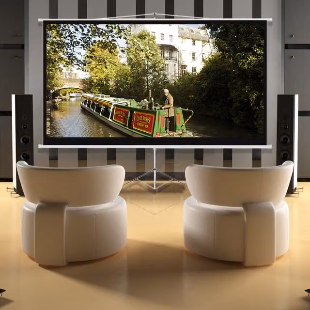 Livingandhome Portable Projector Screen with Metal Tripod Stand, White, 120 Inches