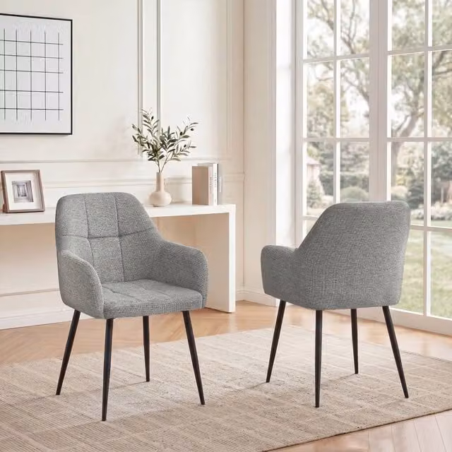 SONARA Modern Set of 2 Dining Chairs in Grey Chenille Fabric – 1