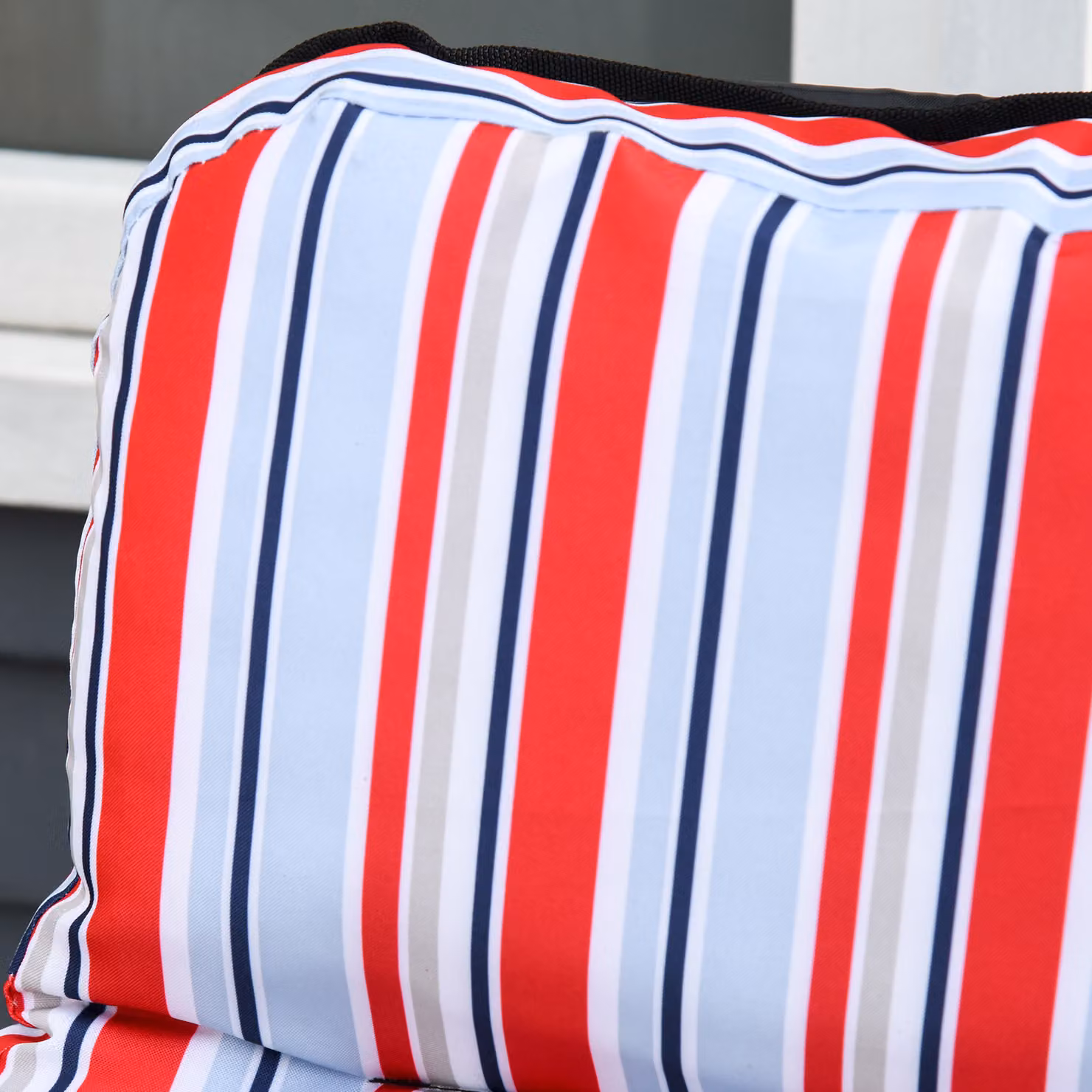 Outsunny Set of 2 Red and White Striped Garden Sun Loungers with Cushions – 6
