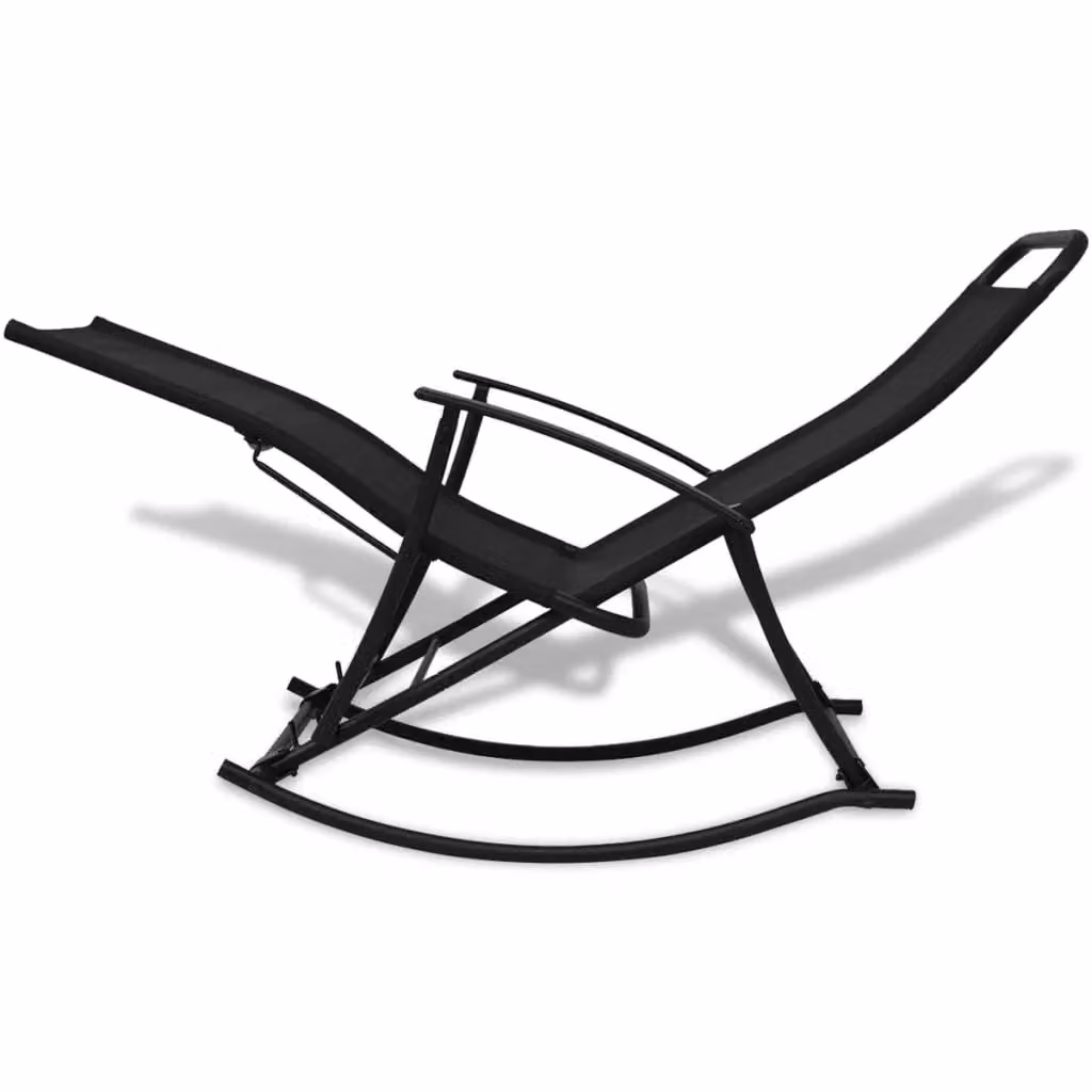 Berkfield Home Garden Black Rocking Chair with Powder Coated Steel Frame and Textilene Fabric – 3