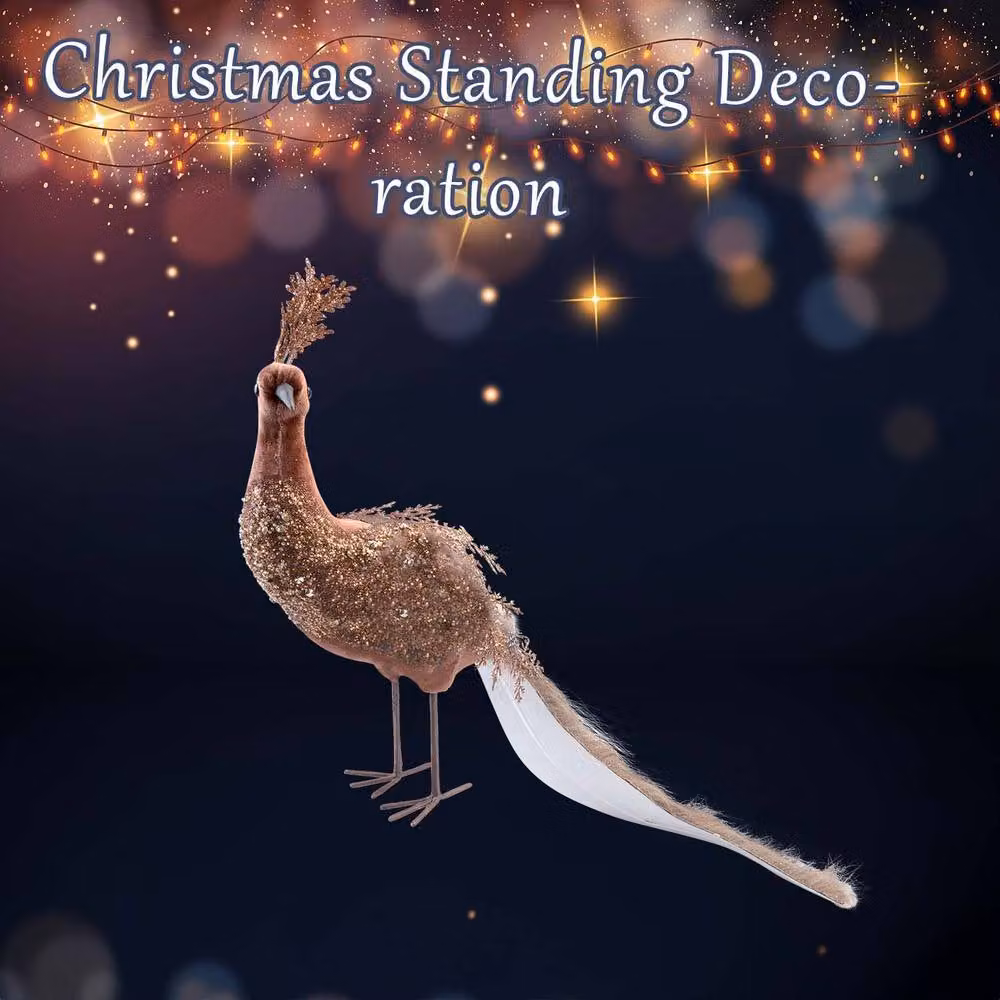VFM e-Store Brown Peacock Christmas Tabletop Decoration, W: 33 cm, H: 27 cm – 2