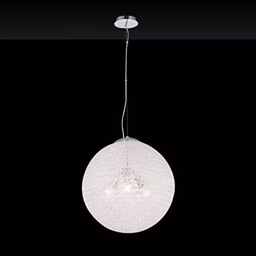 Netlighting Fusion Globe Sphere Ceiling Pendant Lamp in Silver and Chrome with 3 x E27 Sockets, Diameter: 50 cm – 2