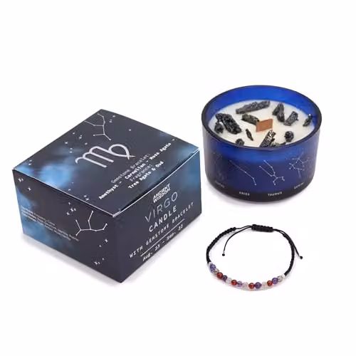 Serenityy Virgo Zodiac Crystal Candle with Blue Gemstone Bracelet