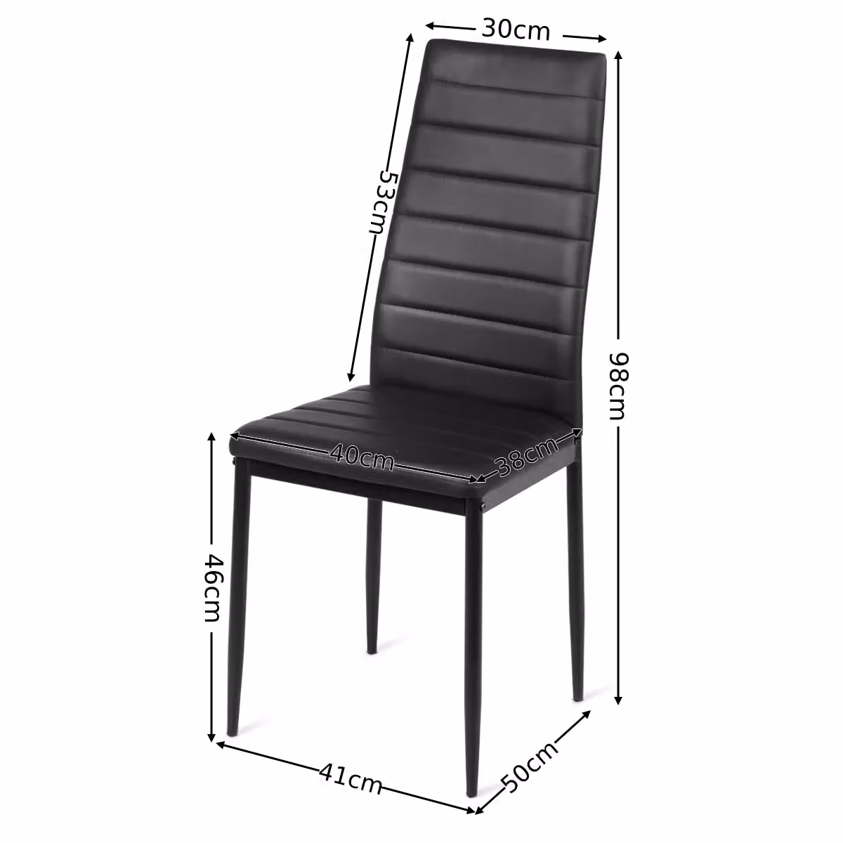 Costway Set of 6 Modern Dining Chairs in Black PVC Leather with High Back and Padded Seats – 2