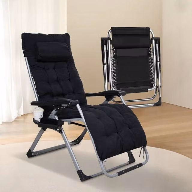 EONLION Black Zero Gravity Recliner Garden Sun Lounger