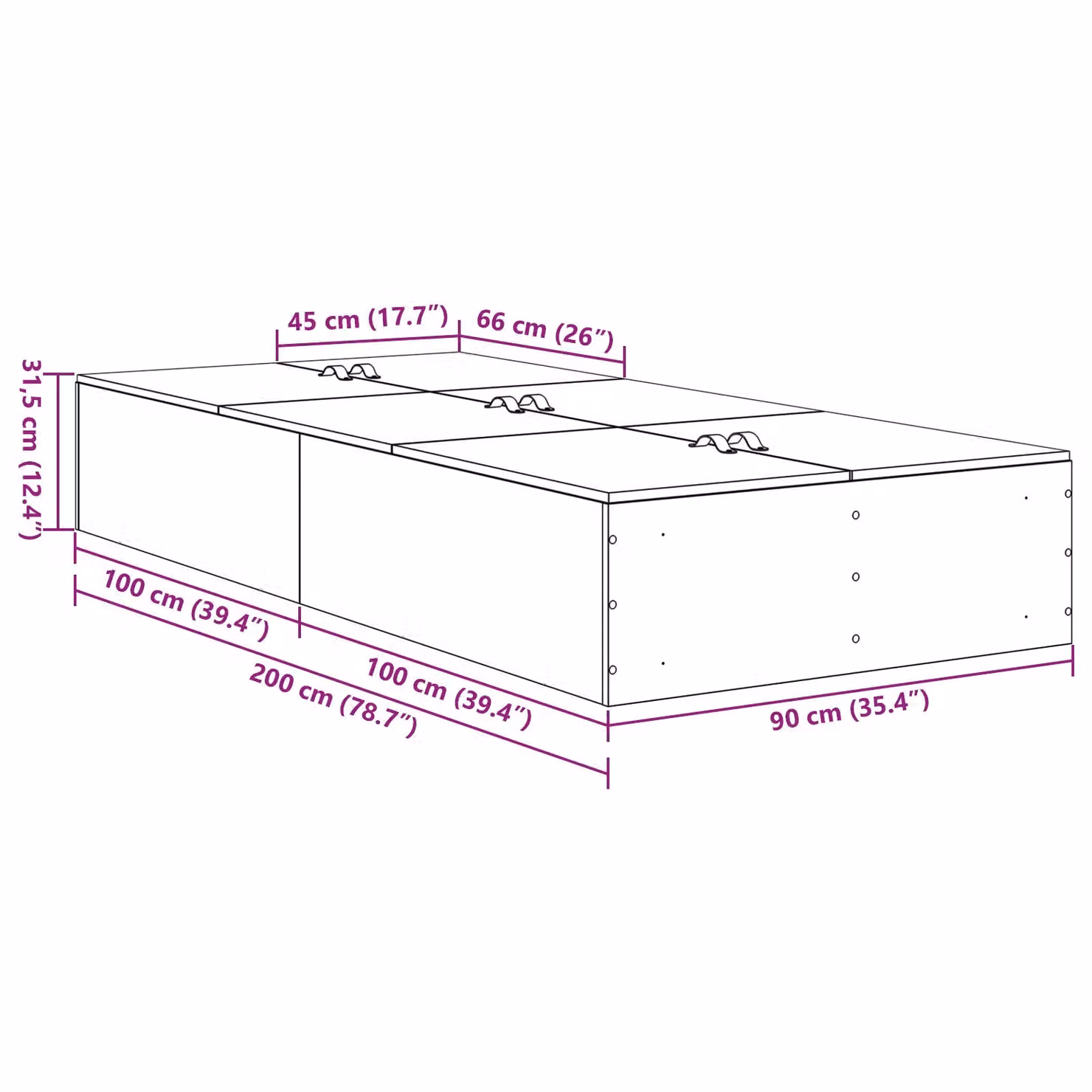 Berkfield Home Smoked Oak Storage Bed Frame with Drawers, Brown, W/D/H: 90 x 200 cm – 3