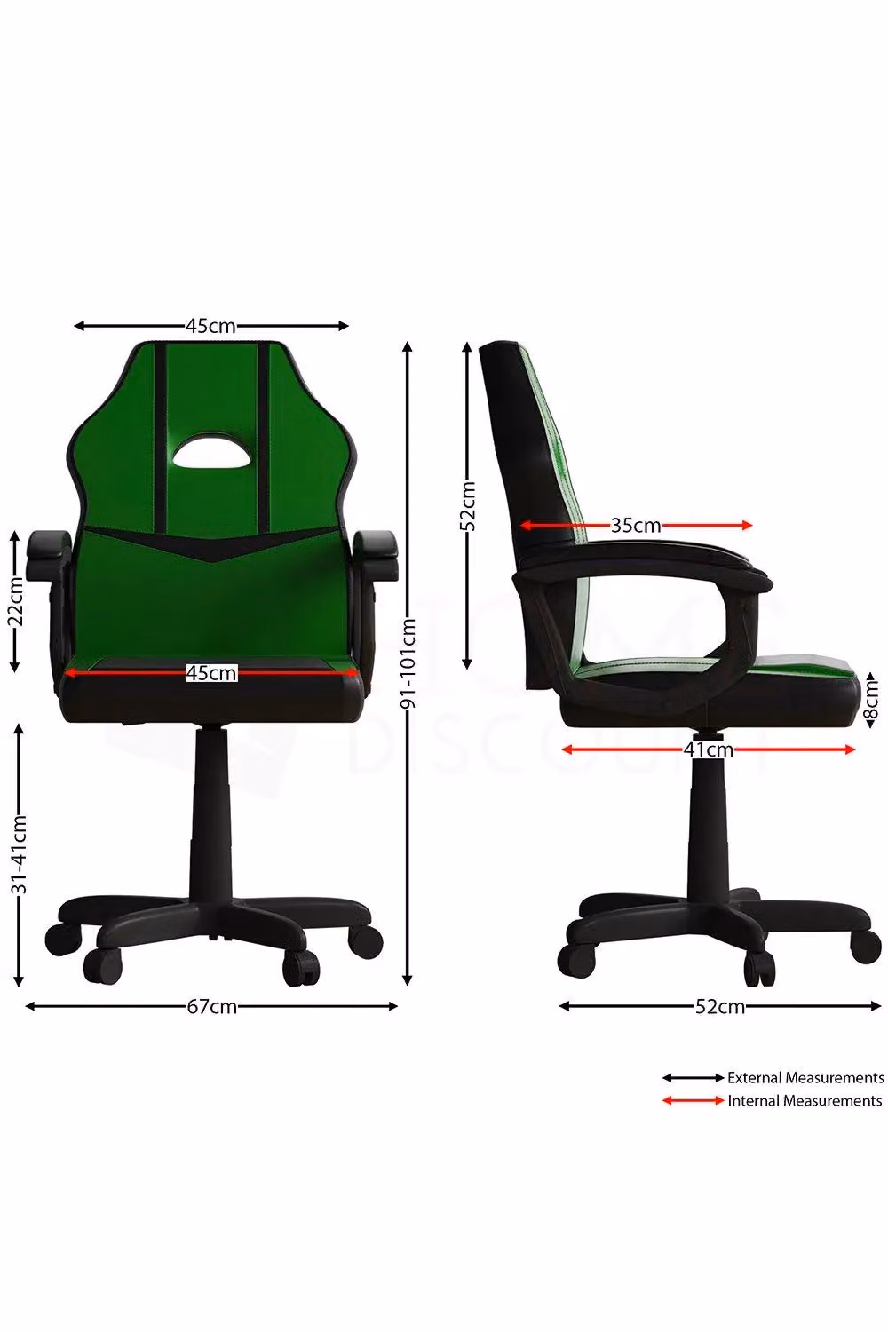 Vida Designs Comet Green Fabric Gaming and Office Chair with Armrests and Height Adjustment – 2