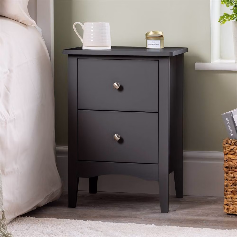 FORGEVIO Black 2 Drawer Slim Bedside Table for your Bedroom – 3