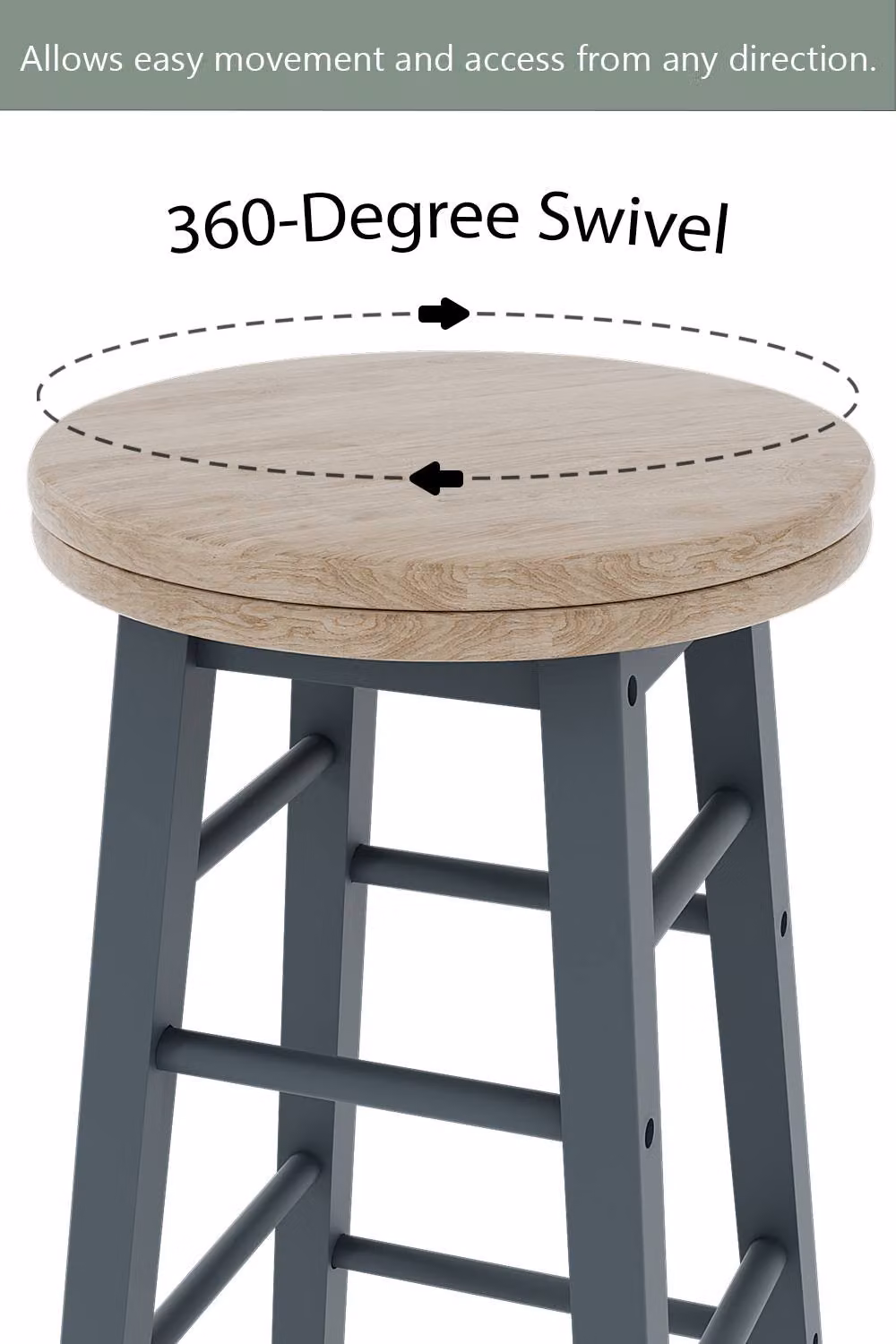 HD Designs Classic Wooden Revolving Bar Stool in Grey – 2