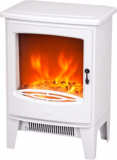 HOMCOM Freestanding Electric Fireplace with Realistic Flame Effect in White