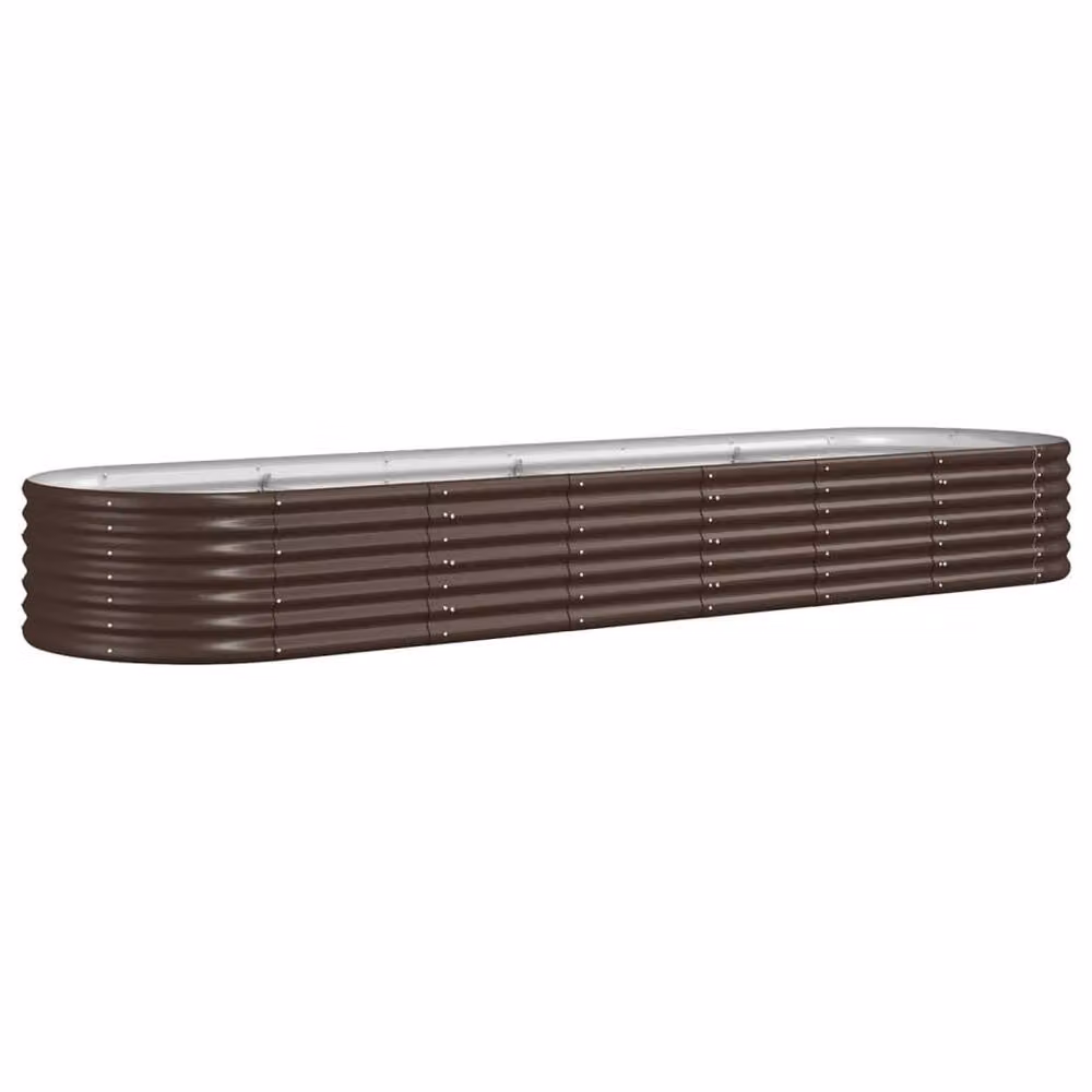 Berkfield Home Garden Powder-coated Steel Raised Bed, Brown, W: 296 cm, D: 80 cm, H: 36 cm – 3