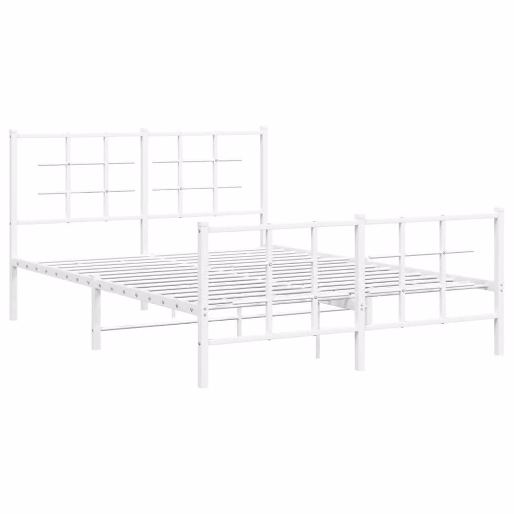Berkfield Home Metal Bed Frame with Footboard, White, W/D/H: 140 x 190 cm – 3