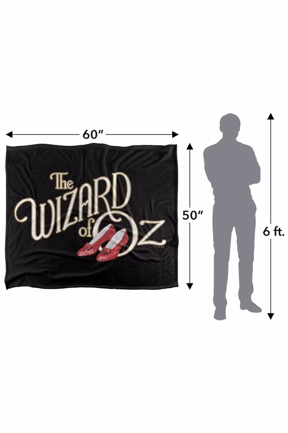 Warner Bros. The Wizard Of Oz Classic Logo Super Soft Silky Touch Fleece Throw Blanket, Multicolour, W: 152 cm, D: 127 cm – 8