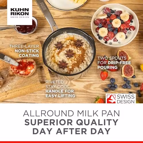 Kuhn Rikon Silver Non-Stick Stainless Steel Milk Pan, 1.5 l – 3